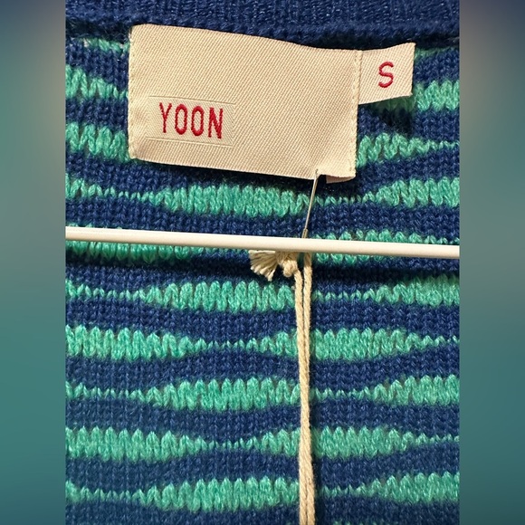 YOON Anthropologie S Lightweight Wool Cashmere Colorblock 1/2 Zip Cardi V Neck - Picture 3 of 12